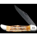 Burnt Natural Bone Deep Canyon Folding Hunter Damascus 27237