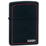 Zippo Logo Black Matte With Red Border 218ZB